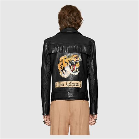 replica leather gucci jackets|Gucci tiger leather jacket.